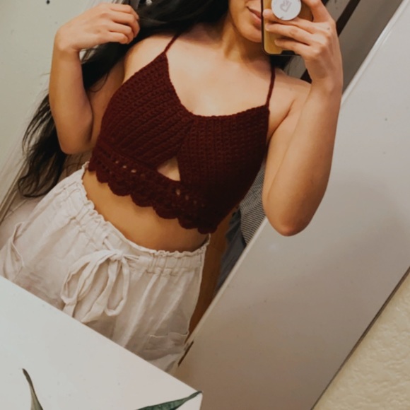 Burgundy Crochet Bralette - Picture 1 of 2